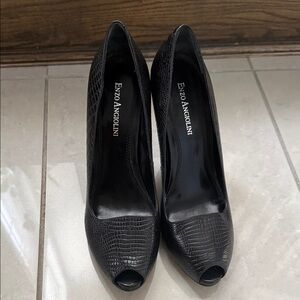 Enzo Angiolini Black Textured Heels